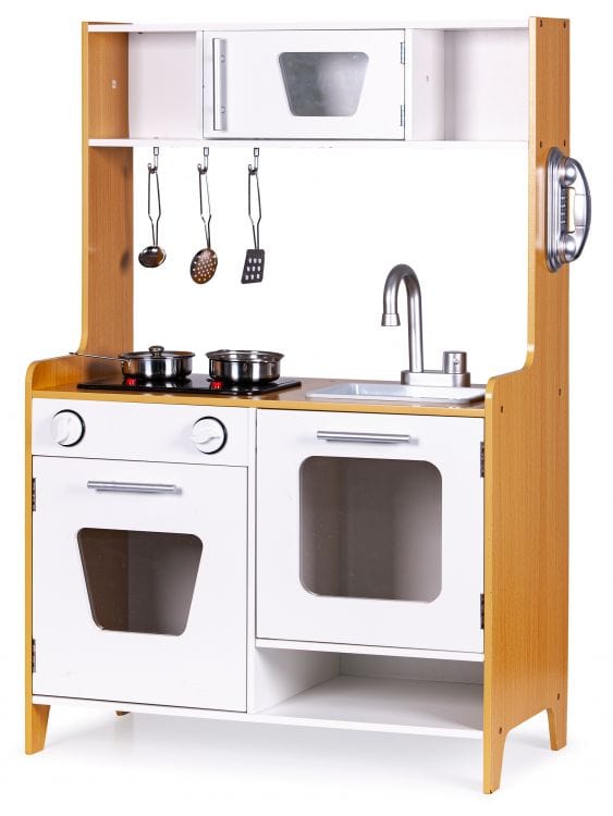 Meowbaby Wooden Play Kitchen for Children with Multimedia Burners