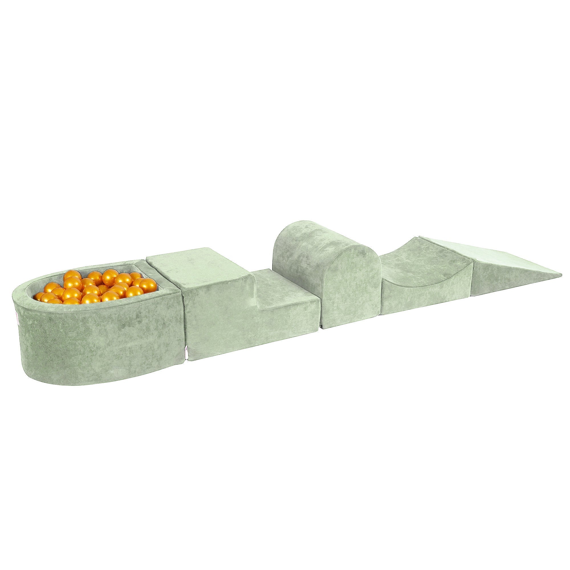 Βελούδινα Παιδικά Τουβλάκια Αναρρίχησης από Αφρό Sage Green - Σετ Μαλακού Παιχνιδιού για Μωρά