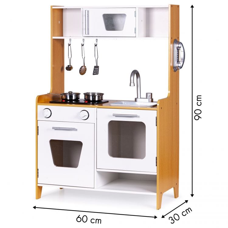 Meowbaby Wooden Play Kitchen for Children with Multimedia Burners